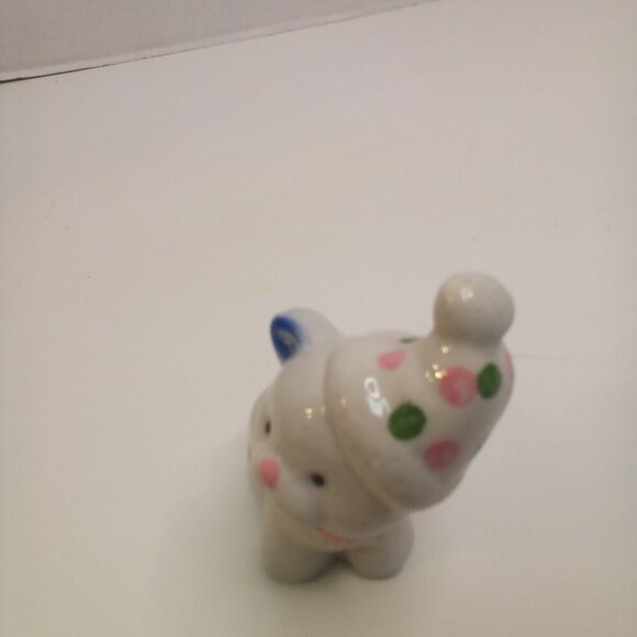 Ceramic Teddy Bear Party Hat Vintage Cute 3" Tall Home Decor - Picture 4 of 11